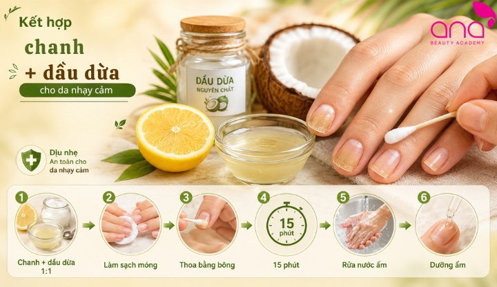 chanh và dầu dừa cho móng
