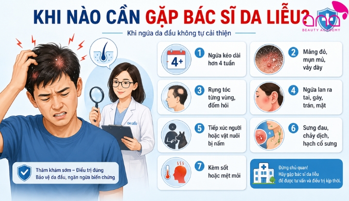 Khi nào ngứa da đầu cần gặp bác sĩ da liễu