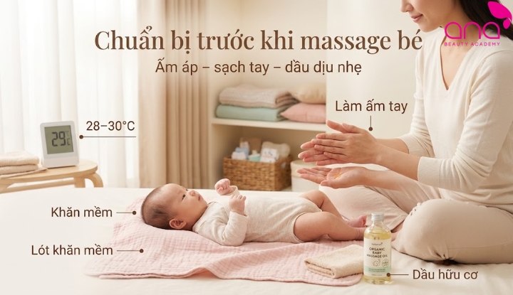 Bước 1: Chuẩn bị trước khi massage