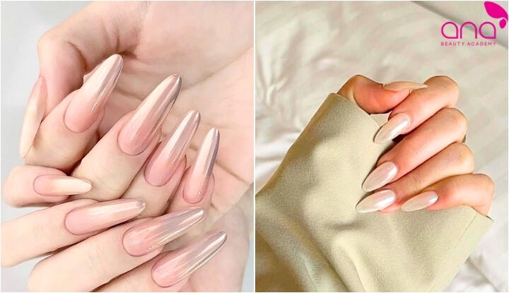 Nail tráng gương dáng nhọn tròn