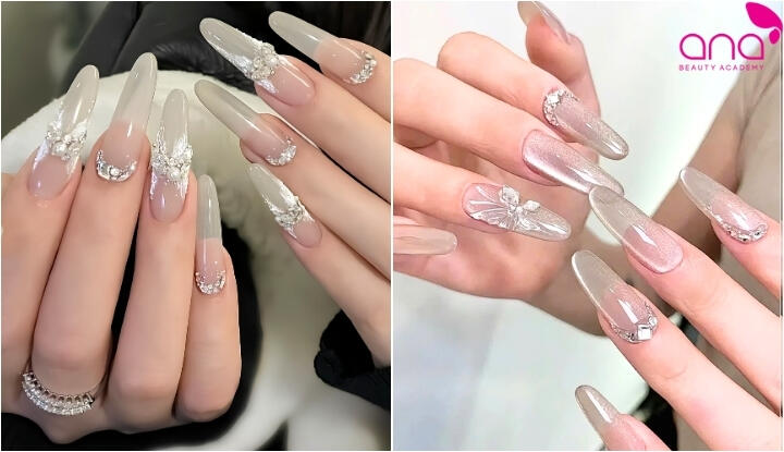 Nail tráng gương trong suốt nhẹ nhàng