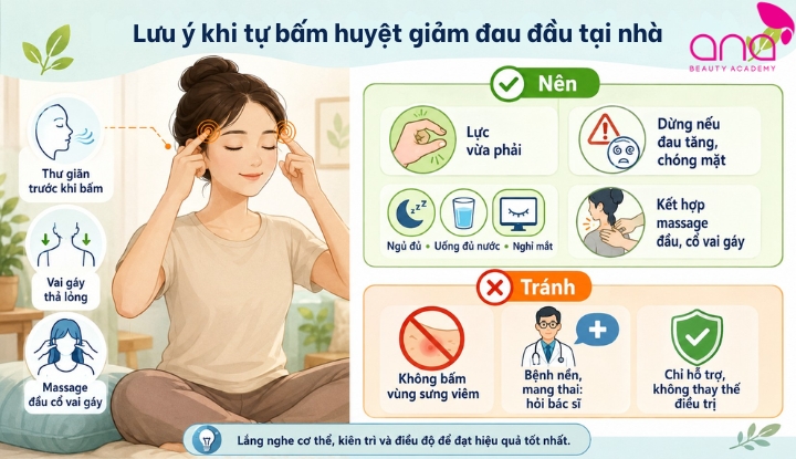 Lưu ý khi tự bấm huyệt giảm đau đầu