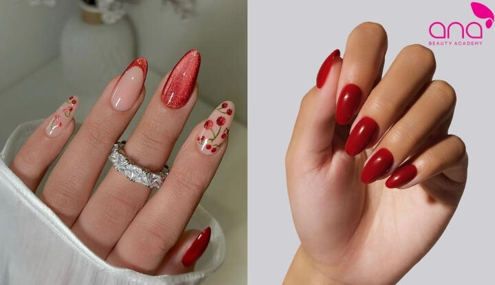 Mẫu nail màu đỏ