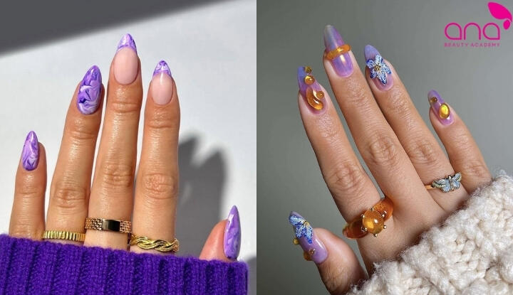 Mẫu nail màu tím
