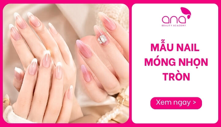mẫu nail móng nhọn tròn