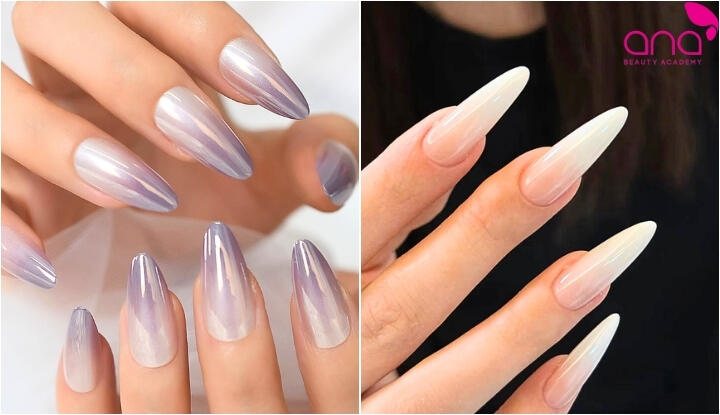 Nail tráng gương ombre chuyển màu mềm mại