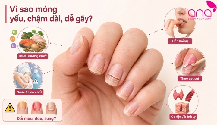móng tay yếu dễ gãy