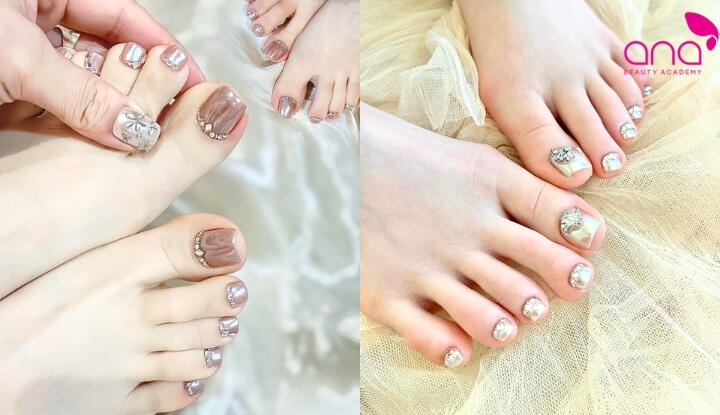 Mẫu nail chân nổi bật cho cô dâu