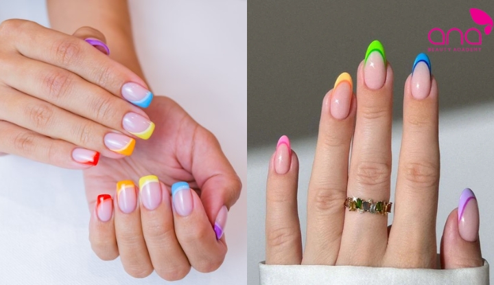 Nail French nhiều màu
