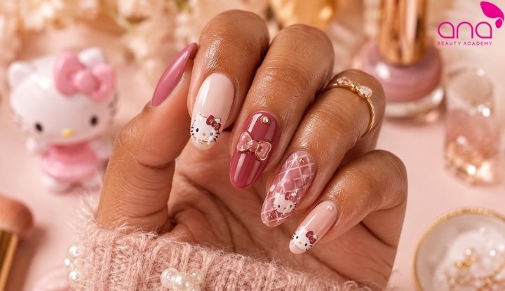 nail Hello Kitty cho da ngăm