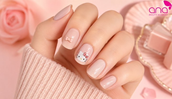 mẫu nail Hello Kitty đơn giản