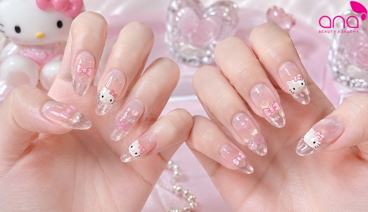 nail Hello Kitty thạch bóng