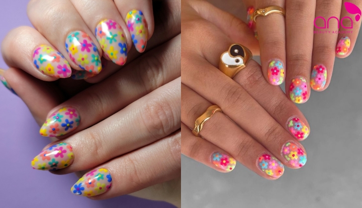 Nail hoa nhí dịu dàng