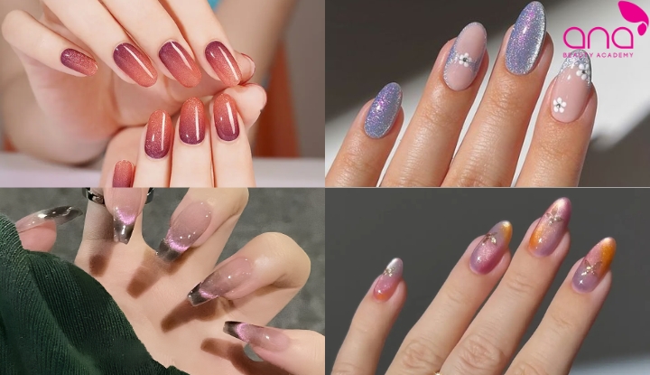 Nail mắt mèo ombre
