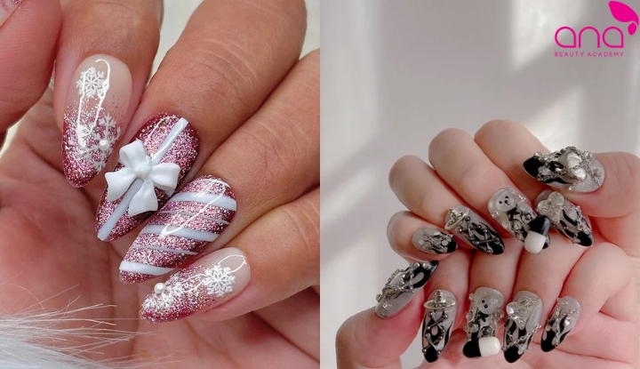 Nail mắt mèo phối charm