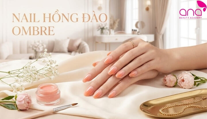 Sơn móng tay hồng đào xinh xắn