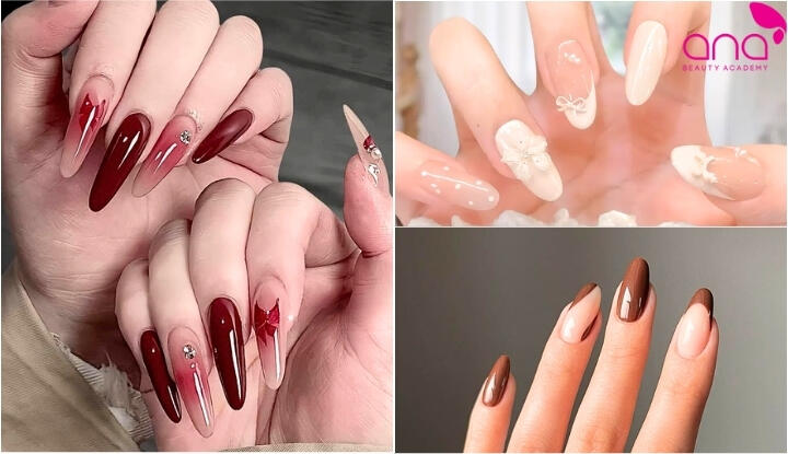 Mẫu nail móng nhọn tròn phù hợp từng tone da
