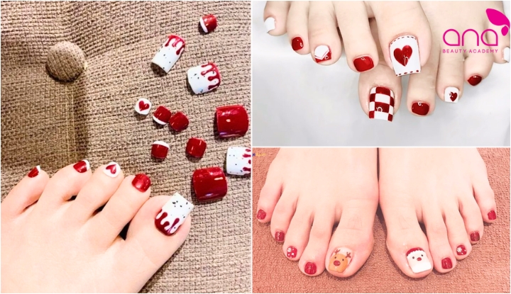Mẫu nail chân Noel xinh xắn