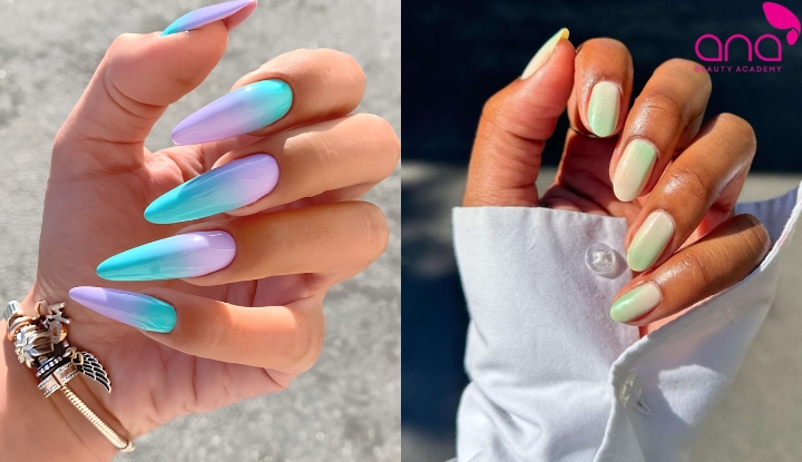 Nail ombre đi biển