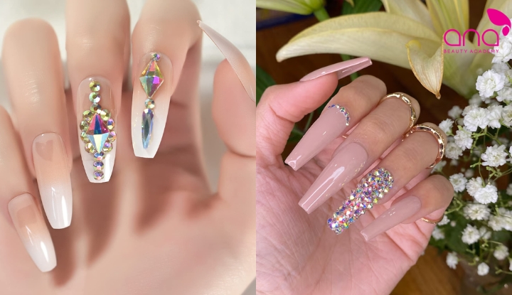 Đá nhỏ tạo điểm nhấn sang trọng cho mẫu ombre dự tiệc