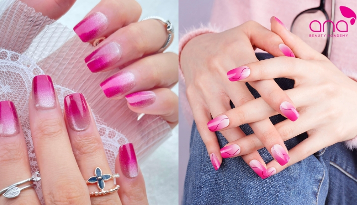 Ombre hồng mang lại vẻ dịu dàng, trong trẻo cho đôi tay