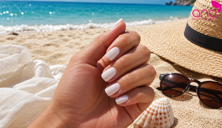 Nail trắng đi biển