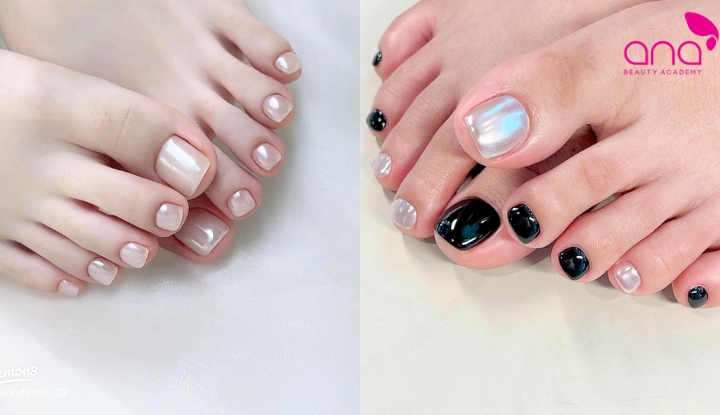 Mẫu nail chân tráng gương sang trọng