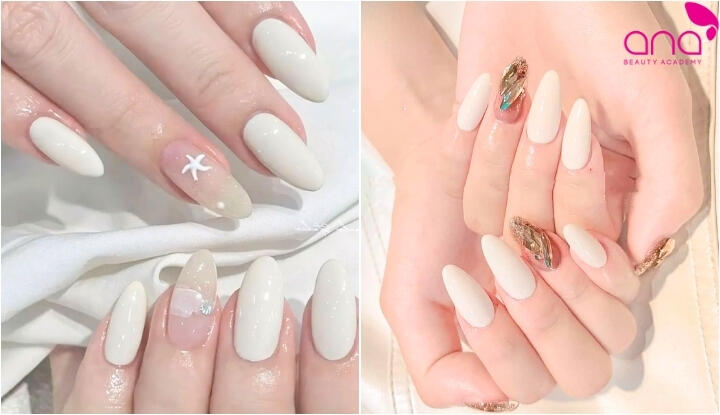 Các mẫu nail móng nhọn tròn theo màu sắc