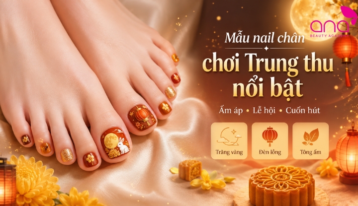 Mẫu nail chân chơi Trung thu nổi bật