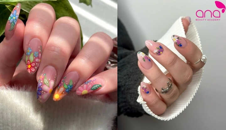 Nail vẽ hoa