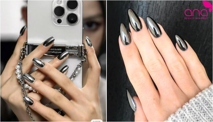 Nail tráng gương đen cá tính