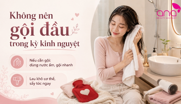 Nên gội nhanh bằng nước ấm và sấy khô ngay nếu thật sự cần