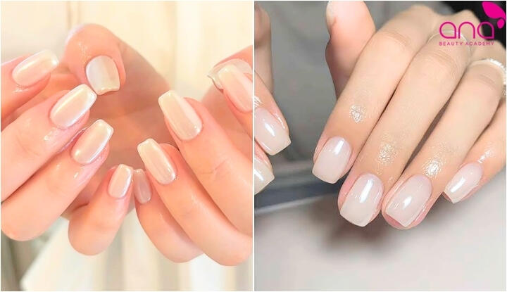Nail tráng gương trắng sữa tinh tế