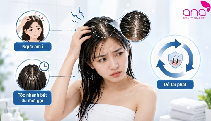 Ngứa da đầu do gàu và viêm da tiết bã