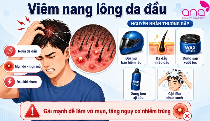 Ngứa da đầu do viêm nang lông