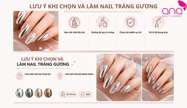 Lưu ý khi chọn và làm nail tráng gương