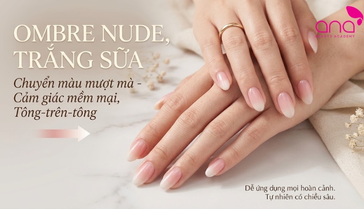 Ombre nude, trắng sữa