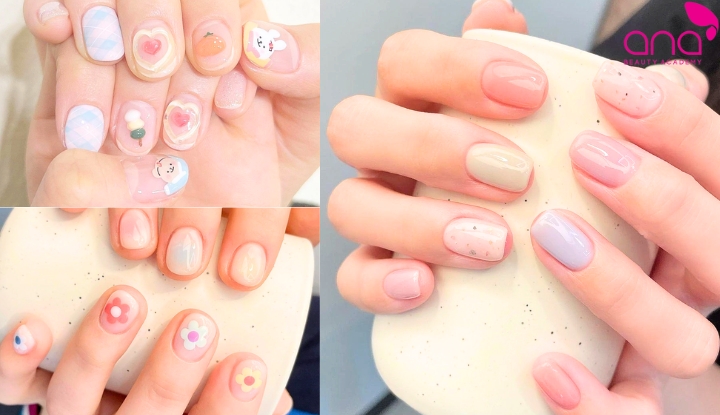 Pastel nhẹ nhàng giúp móng ngắn trông tươi sáng