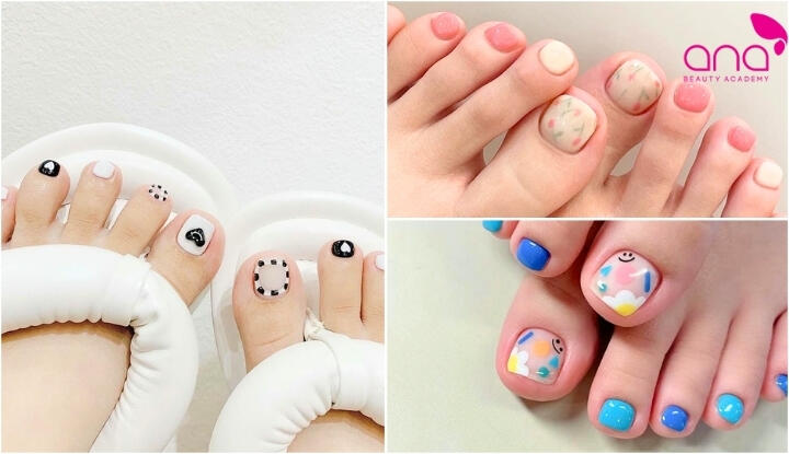 Mẫu nail chân Hàn Quốc nhẹ nhàng