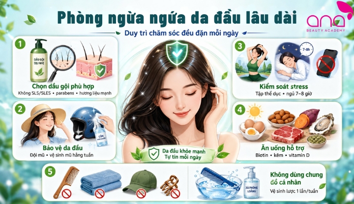 Phòng ngừa ngứa da đầu lâu dài