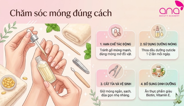 Chăm sóc móng đúng cách sau khi tháo nail 