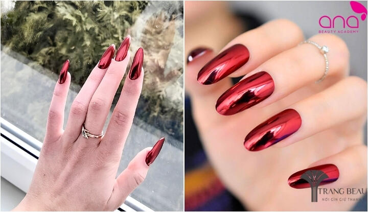 Nail tráng gương đỏ quyến rũ