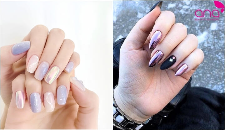 Nail tráng gương tím cuốn hút