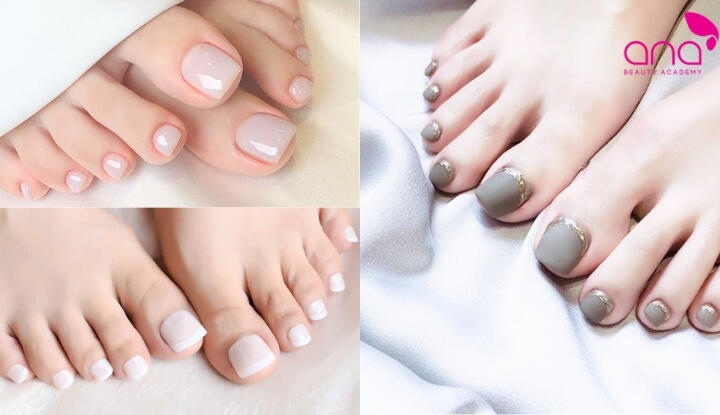 Mẫu nail chân sơn gel trơn thanh lịch