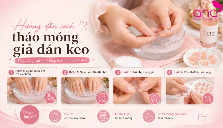 Hướng dẫn cách tháo móng giả dán keo