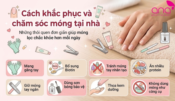 Cách khắc phục và chăm sóc móng tại nhà