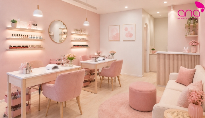 Tiệm nail hồng pastel