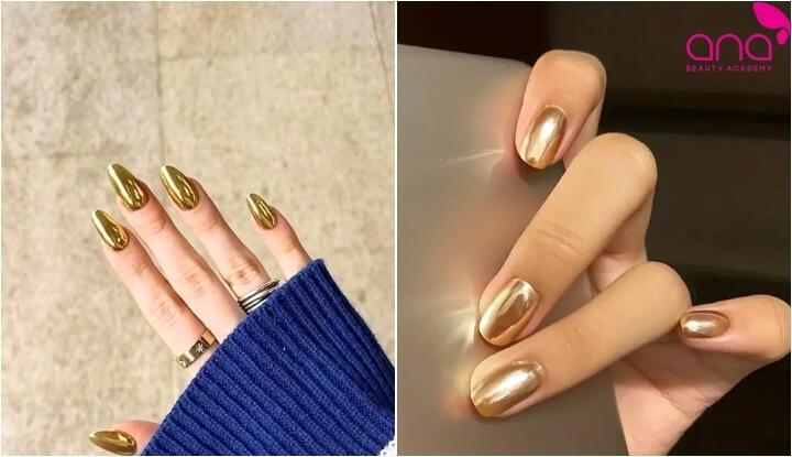 Nail tráng gương vàng gold sang trọng