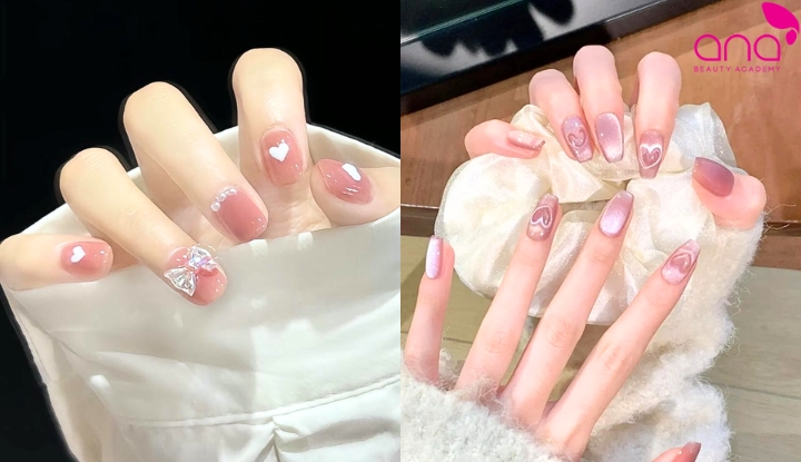 Trái tim nhỏ giúp bộ nail thêm dễ thương