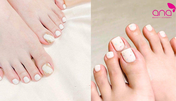 Sơn móng chân màu trắng sữa